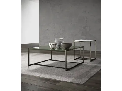 Tavolino Eulero con top in vetro o effetto marmo e base in metallo di Presotto