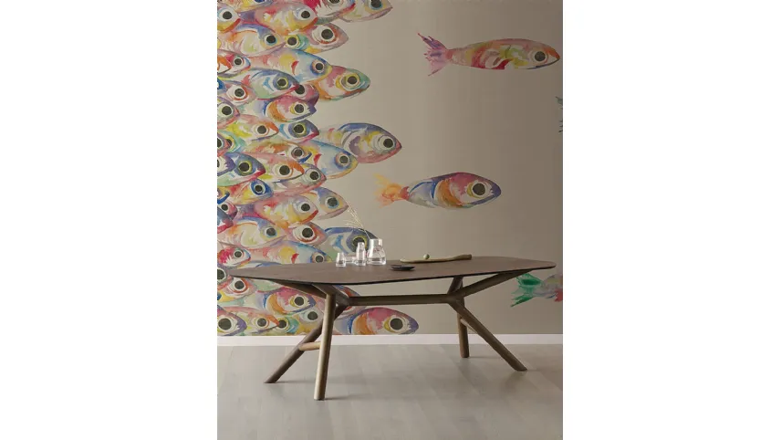 Carta da parati con soggetto pesci colorati Flutter di London Art