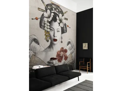 Carta da parati con ritratto di donna Geisha re-edition di London Art