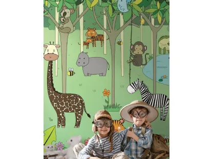 Carta da parati per camerette con animali esotici Harry di London Art