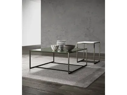 Tavolino Eulero con ripiano in vetro lucido o marmo in diverse dimensioni e altezze e base in metallo di Presotto