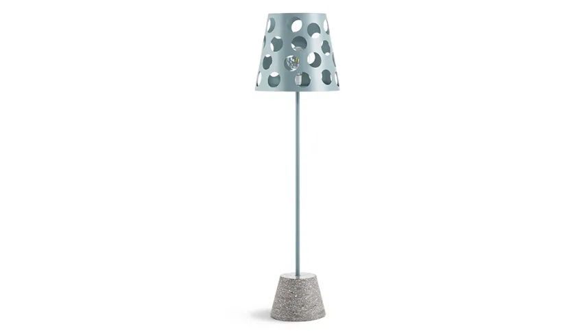 Lampada con diffusore in metallo e base in cemento Bolle terra di Midj