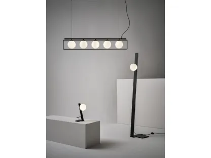 Lampada in acciaio nero a 5 luci Suspense Sospensione di Midj