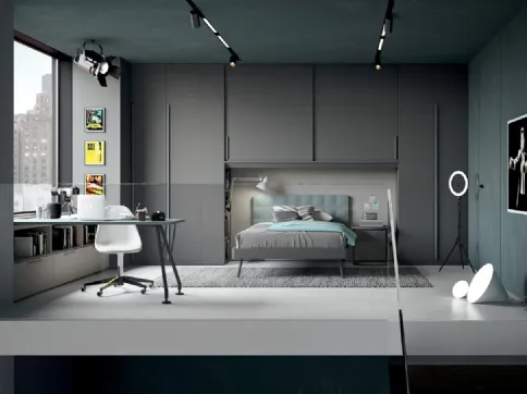 Cameretta soppalcata in laccato opaco Alpha Armadio a Ponte C09 di Doimo Cityline