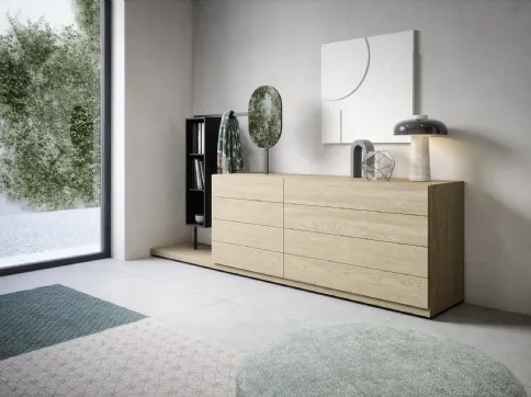 Comò Easy System in legno di Rovere impiallacciato di Novamobili