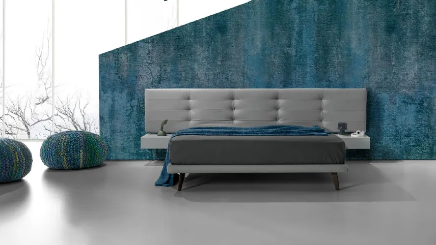 Letto in pelle con testiera trapuntata Twist Tess 290 di Excò