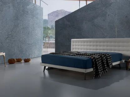 Letto matrimoniale con testiera importante in pelle trapuntata Twist Lersa 290 di Excò