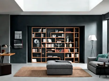 Libreria a muro capiente in legno chiaro Mixer CM10 di FGF Mobili