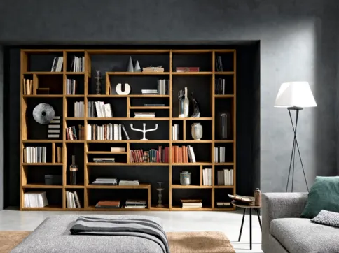 Libreria componibile in legno massello Mixer 06 di FGF Mobili