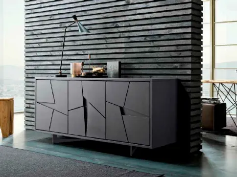 Madia in laccato Antracite a 3 ante sfaccettate Special di FGF Mobili