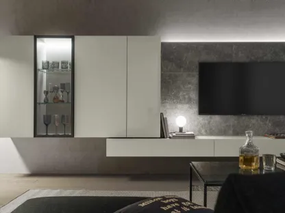 Mobile Porta Tv ModulART 12 in laccato bianco lucido di Presotto