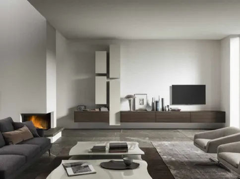 Mobile sospeso in legno e laccato opaco ModulArt di Presotto