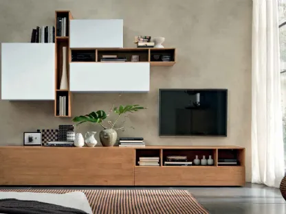 Parete Attrezzata Box C93B in legno e laccato bianco opaco di FGF Mobili