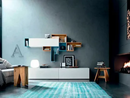 Parete attrezzata in laccato vari colori e legno Box C24B di FGF Mobili