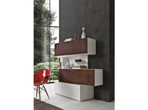 Parete Attrezzata InclinART 06 in laccato metallico e melaminico di Presotto