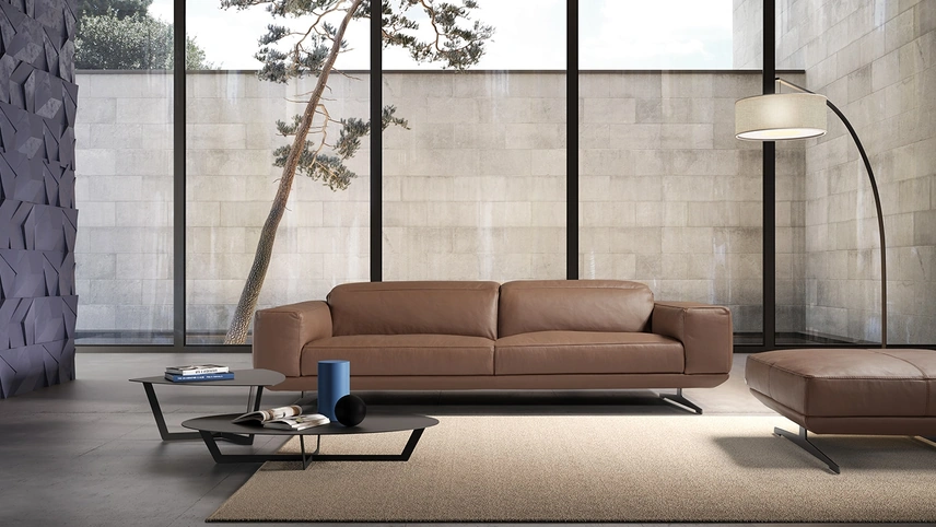 Divano lineare in pelle Gloria di Egoitaliano