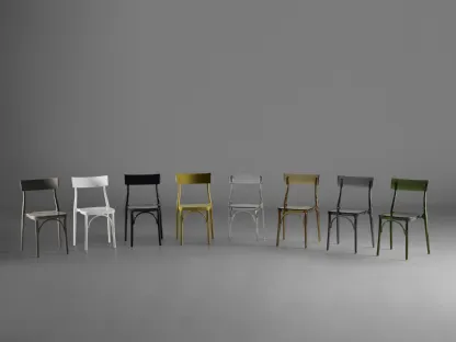 Sedia impilabile in polipropilene o policarbonato, disponibile in una vasta gamma di colori, adatta per esterno Milano 2015 Colico