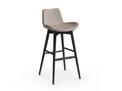 Sgabello con seduta in pelle e struttura in frassino tinto Dalia LR TS di Midj