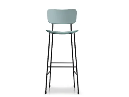 Sgabello in cuoio toscano e struttura in metallo verniciato Master M CU di Midj