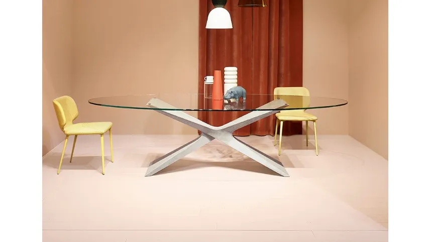 Tavolo Nexus con top in vetro di Midj