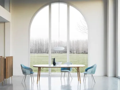 Tavolo ovale in vetro retrolaccato New Merge 01 di Presotto