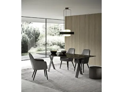 Tavolo rettangolare Tailor in ceramica con base in metallo di Presotto