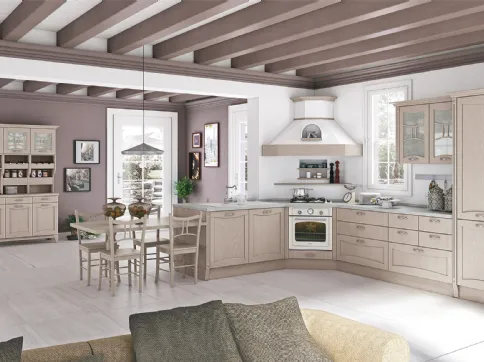 Cucina Classica angolare Aurea in Frassino laccato Corda di Creo