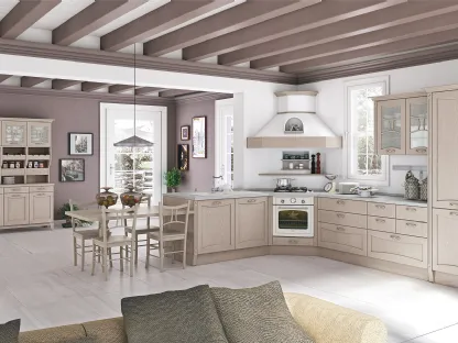 Cucina Classica angolare Aurea in Frassino laccato Corda di Creo