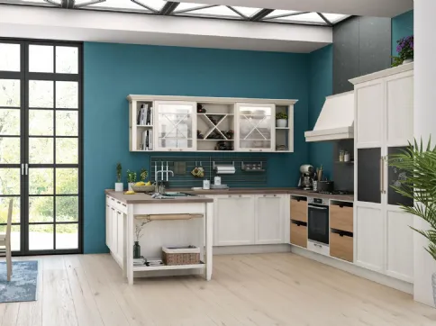 Cucina Classica angolare Contempo in Frassino laccato Bianco di Creo