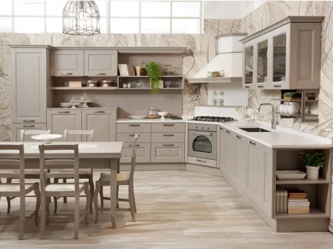 Cucina Classica angolare Oprah in legno massello laccato Cammello di Creo