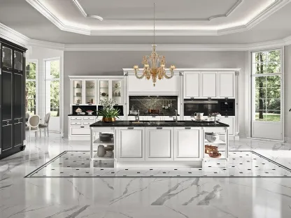 Cucina Classica con isola Elite Pegaso 02 in laccato opaco Bianco di Astra