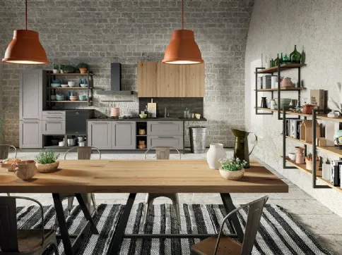 Cucina Classica lineare Epoca 02 in Frassino laccato decapè Fumo di Astra