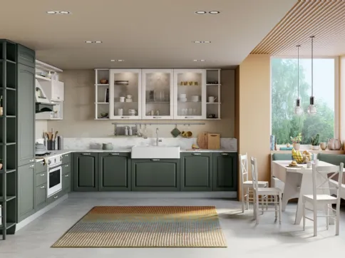 Cucina Classica angolare Grace in Frassino Verde di Creo