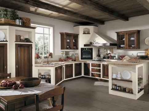 Cucina in muratura Onelia Frassino tinto Noce di Lube