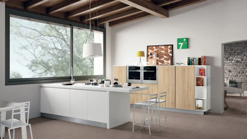 Cucina Moderna Ank con penisola di Creo