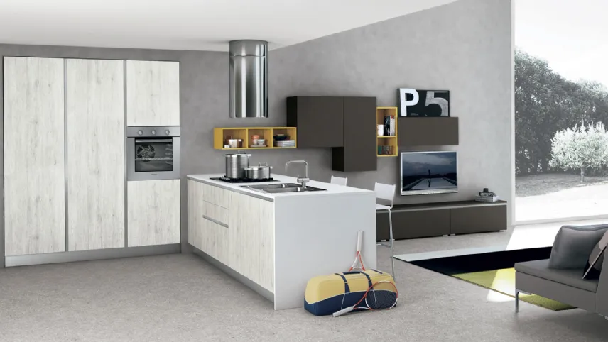 Cucina Moderna Ank con penisola di Creo