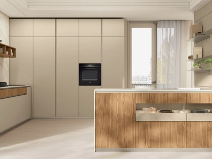 Cucina Moderna con penisola Brera 01 in laccato e legno di Lube