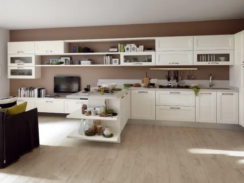 Cucina moderna ad angolo in legno bianco Claudia 01 Lube