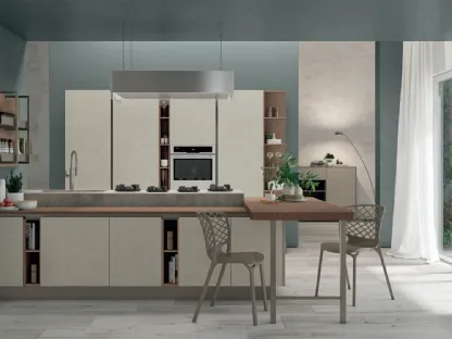 Cucina Moderna con penisola Clover 03 di Lube