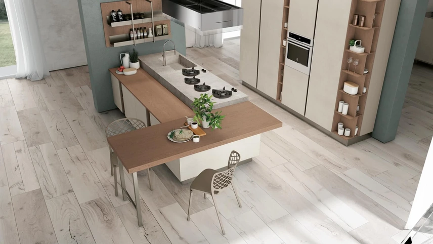 Cucina Moderna con penisola Clover 03 di Lube