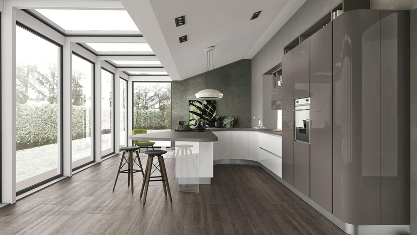 Cucina Moderna con penisola Clover 09 di Lube