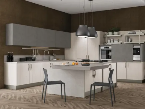 Cucina Moderna con isola Clover 19 di Lube