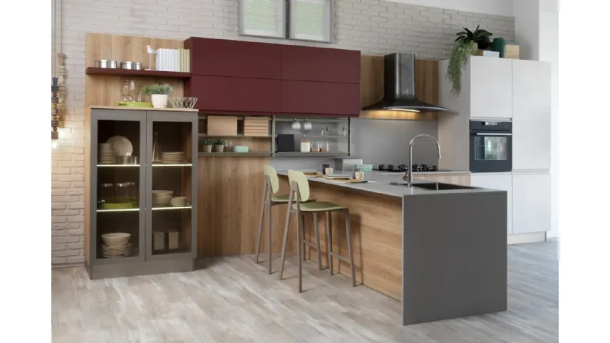 Cucina Moderna Jey Feel con penisola di Creo