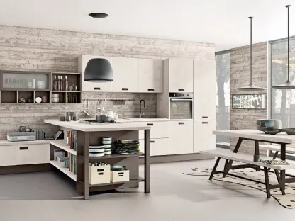 Cucina Moderna angolare Kyra in melaminico Abete Nordico Bianco di Creo