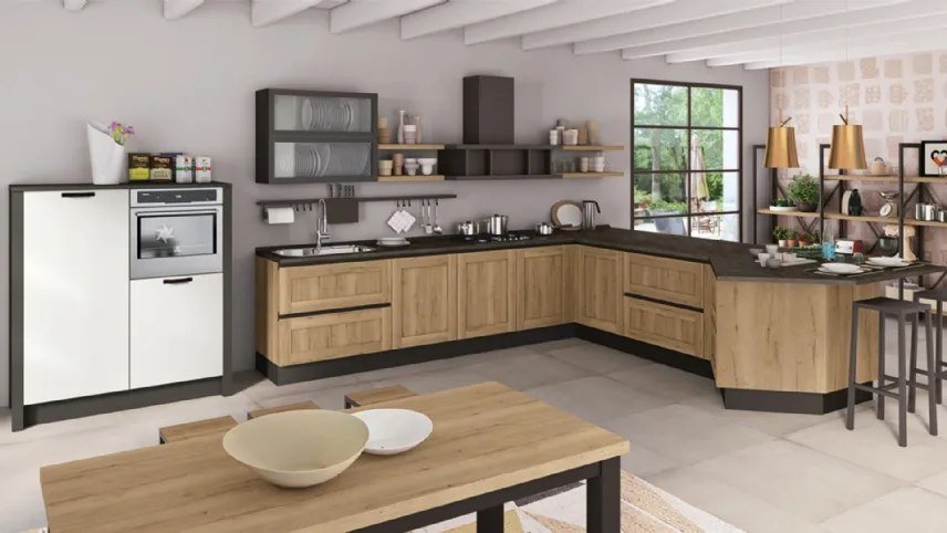 Cucina Moderna Kyra Telaio con penisola di Creo