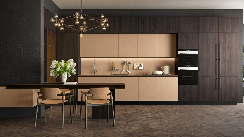 Cucina Moderna lineare Clover Design 03 in gres e legno di Lube
