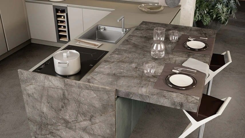 Cucina Moderna con penisola Unica 12 di Lube