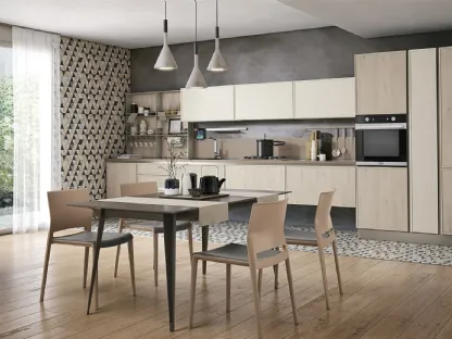 Cucina Moderna lineare Rewind finitura legno di Creo