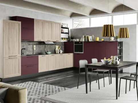 Cucina Smart Betulla e Rosso di Creo