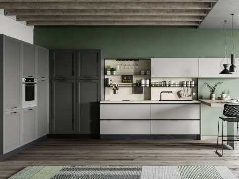 Cucina Moderna Smart Carbone e Polvere angolare di Creo